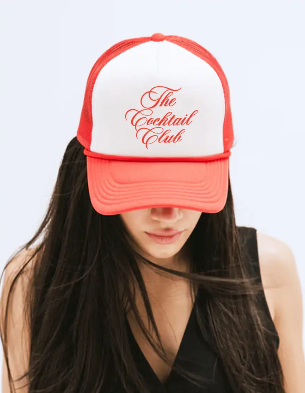 The Cocktail Club Red + White Trucker Hat
